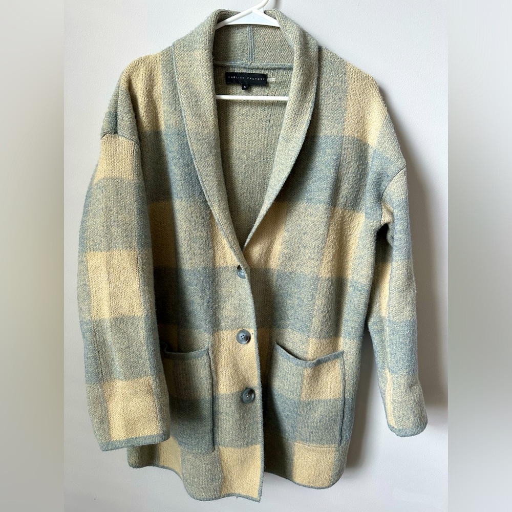 Vici gingham 3-button cardigan, Small